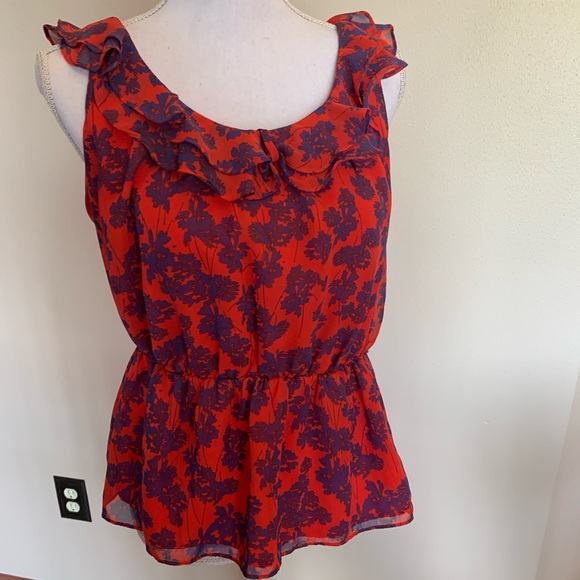 Elle Tops - Floral Peplum Tank